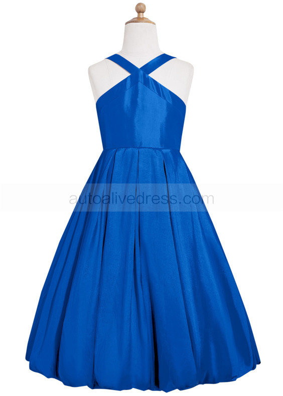 Royal Blue Taffeta Unique Junior Bridesmaid Dress